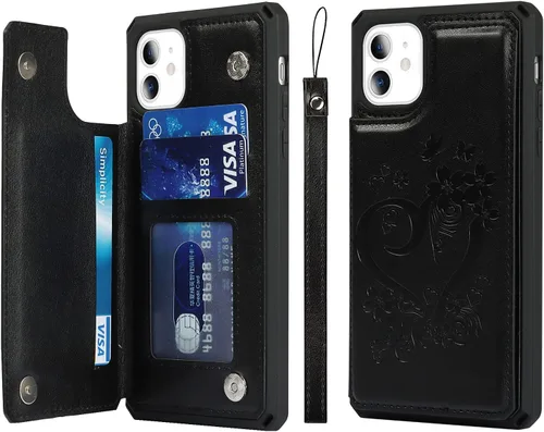 Miniatura 12 de Cavor para iPhone 11 Funda con tarjetero, para iPhone 11 Funda tipo cartera para mujeres y hombres, Funda para teléfono tipo cartera con soporte