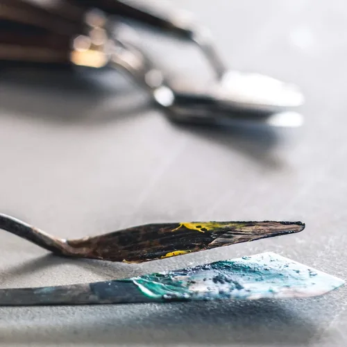 Miniatura 5 de Honoson Juego de cuchillos de pintura de 7 piezas, espátula, espátula, cuchillo de acero inoxidable, raspador de dibujo, accesorios de pintura al