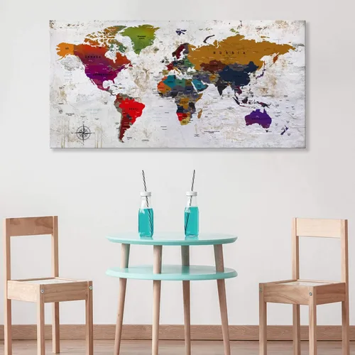 Miniatura 3 de ZEYDRT Lienzo decorativo para pared, mapa de pared, para oficina, sala de estar, decoración del hogar, mapa mundial, lienzo, decoración de pared