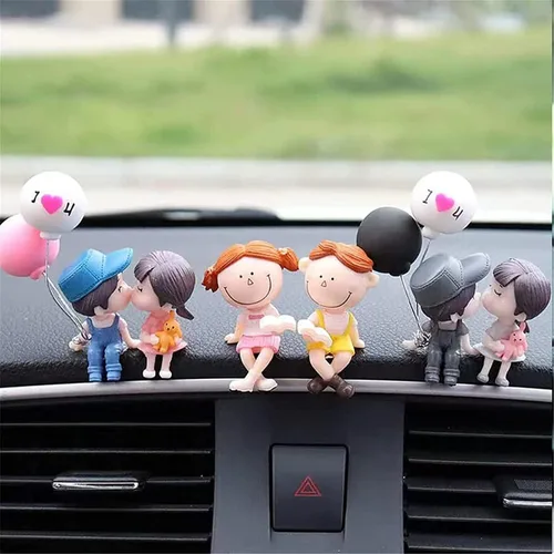 Miniatura 16 de Lindos adornos para pareja, decoración de automóvil, linda acción de caricaturas para parejas, decoración de tablero de automóvil de dibujos