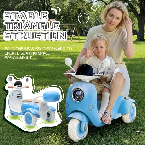 Miniatura 5 de HEIMILI Motocicleta eléctrica para niños, scooter eléctrico para niños de 3 años, juguete para niñas, scooter de 3 ruedas de 12V para montar