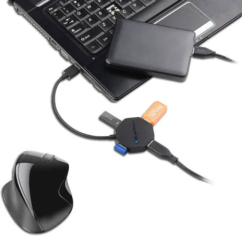Miniatura 8 de Cable Matters Paquete de 3 cables de extensión cortos USB a USB (cable extensor USB macho a hembra) – 3 pies y Ultra Mini 4 puertos USB Hub