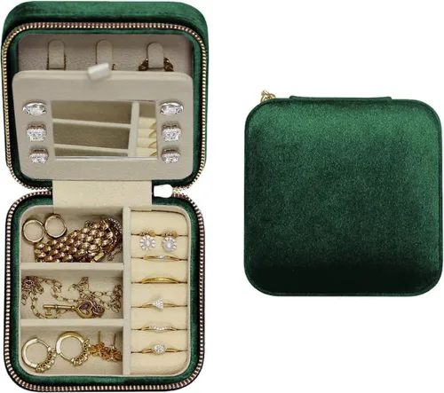 Joyeros para mujer, joyero de viaje, organizador de viaje de joyería, pequeño joyero para mujer, estuche de viaje de joyería, organizador de aretes