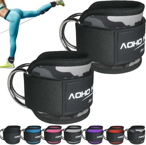 Miniatura 13 de AOHO MOOON - Brazalete de tobillo para máquina de cable, accesorios de gimnasio para mujeres y hombres, puños de tobillo de neopreno para patadas