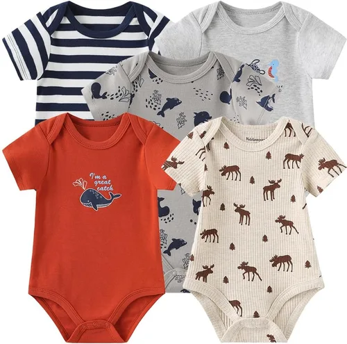 Miniatura 15 de Kiddiezoom Mameluco unisex de algodón de una pieza para bebé recién nacido, 5