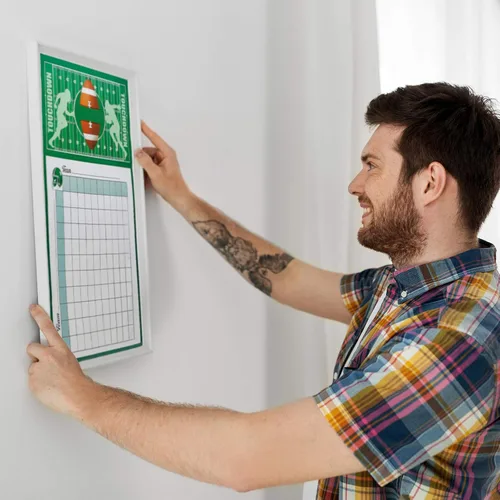 Miniatura 7 de Zonon 5 pósteres cuadrados de hoja de juego de fútbol, cuadrados de 100 cuadrículas, pósteres de récord de puntuación de fútbol, fiestas de fútbol