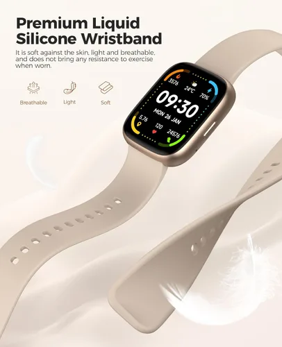 Miniatura 6 de SOUYIE Relojes inteligentes para mujer, IP68 impermeable, Alexa integrado, pantalla personalizable HD de 1.83 pulgadas, frecuencia cardíaca, oxígeno