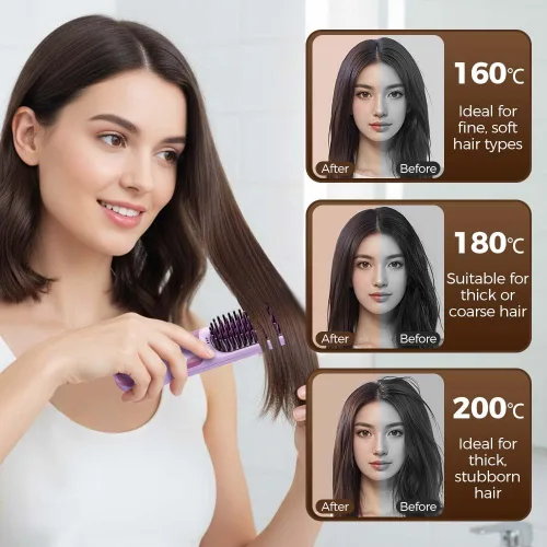 Miniatura 6 de Go Brush 2026 actualizado negativo, cepillo alisador de cabello inalámbrico, cepillo alisador portátil para viajes, alisador de pelo de viaje