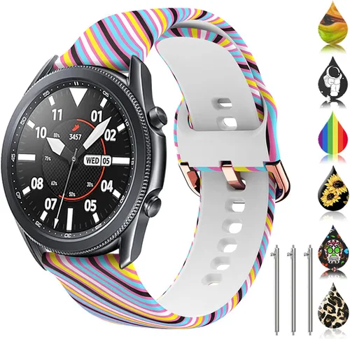 Miniatura 23 de Correa de reloj floral de 0.866 pulgadas compatible con Samsung Galaxy Watch 3 de 1.772 pulgadas/Gear S3 Frontier/Classic, correa de silicona
