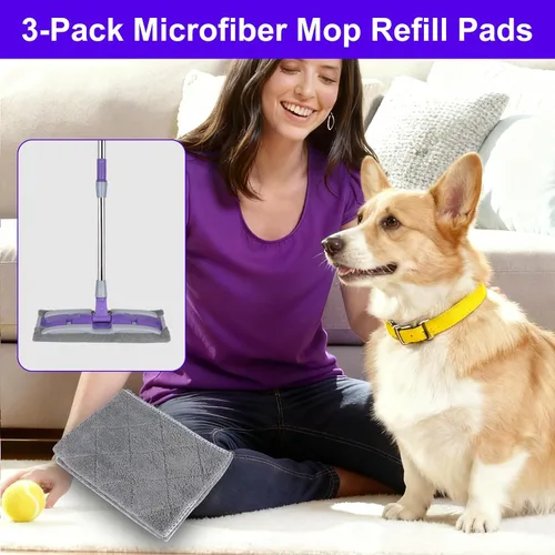 Miniatura 5 de Paquete de 3 almohadillas de repuesto de mopas de microfibra para trapeador de 14 pulgadas (gris)