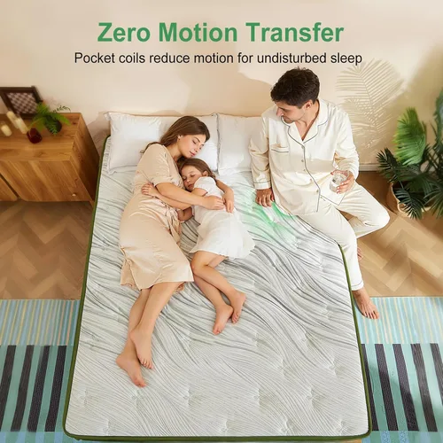 Miniatura 5 de Full XL Mattress 12 Inch, Hybrid Mattress in a Box, Cooling Gel Memory Foam, 7-Zone Pocketed Coils, Meiudm Firm Mattresses for Back Pain Relief
