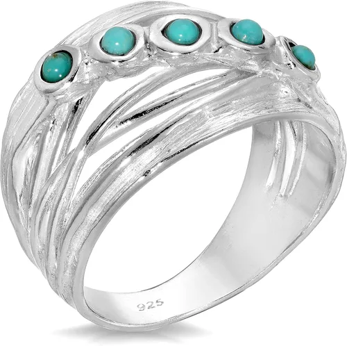 Miniatura 2 de Wrap Overlapping 925 Sterling Silver Ring with Turquoise - Wrap Around Silver Ring- Silver Turquoise Jewelry For Women- Silver Crisscross Rings