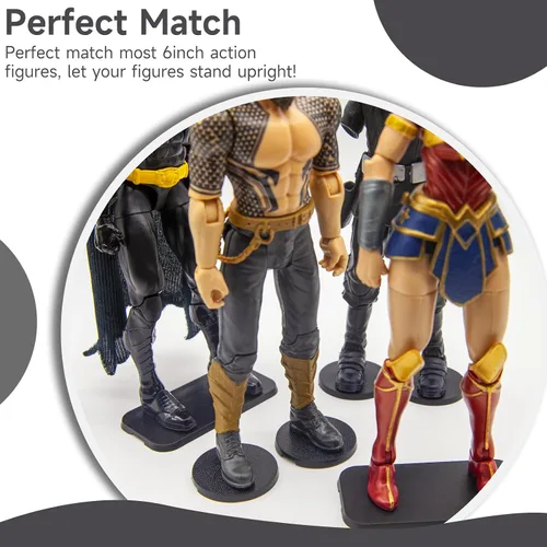 Miniatura 5 de EBCO - 50 bases de plástico negro mixto de 1.260 in para la mayoría de figuras de acción de 6 pulgadas como Marvel Legends /DC/Gi Joe/Motu Toy 50