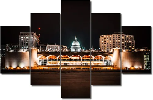 Miniatura 17 de TUMOVO Fotos en lienzo de Estados Unidos, Cincinnati, Ohio, Skyline at Dusk para tu sala de estar, impresiones de paisaje urbano de rascacielos