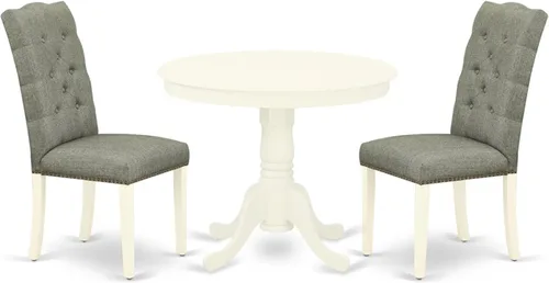 Miniatura 16 de East West Furniture ANEL3-ANA-05 Juego de mesa y sillas de cocina de 3 piezas contiene una mesa redonda de comedor con pedestal y 2 sillas Parsons