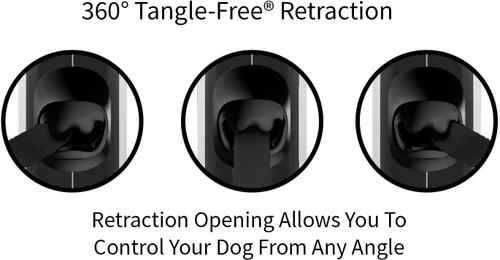 Miniatura 5 de TUG - Correa retráctil 360º para perros, libre de enredos, mango antideslizante, nailon resistente de 16 pies, freno de una sola mano, pausa y Gris