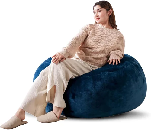 Miniatura 37 de Puf de 3 pies, puf con relleno, espuma viscoelástica altamente resistente, puf redondo de felpa, mueble para sala moderna, silla de lectura de ocio