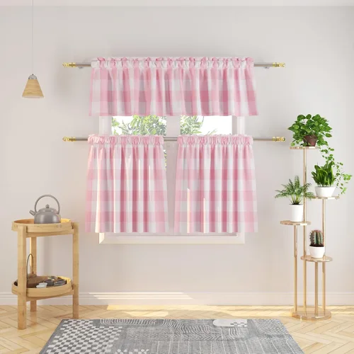Miniatura 207 de Cenefas de cortina para ventana de 16 pulgadas de largo, 2 paneles de cuadros búfalo, cortinas pequeñas con bolsillo para barra, estilo clásico