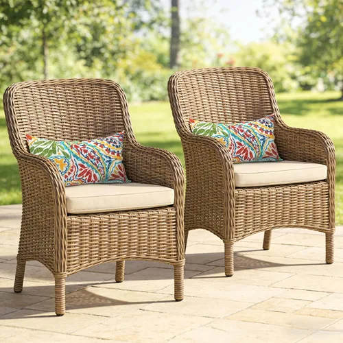 Miniatura 559 de Juego de 2 almohadas para exteriores de 16 x 16 pulgadas, repelentes al agua con interiores, para muebles de patio, hogar, jardín, geometría bohemia