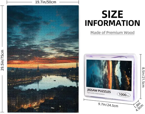 Miniatura 2 de Cityscape - Rompecabezas de madera de 1000 piezas, rompecabezas de fotos personalizados para adultos, amigos, rompecabezas de fotos, regalos