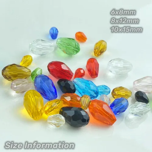 Miniatura 2 de 100 cuentas de cristal de lágrima de cristal facetadas en forma de agujero vertical sueltas para hacer joyas, pulseras, collares, costura, Ámbar