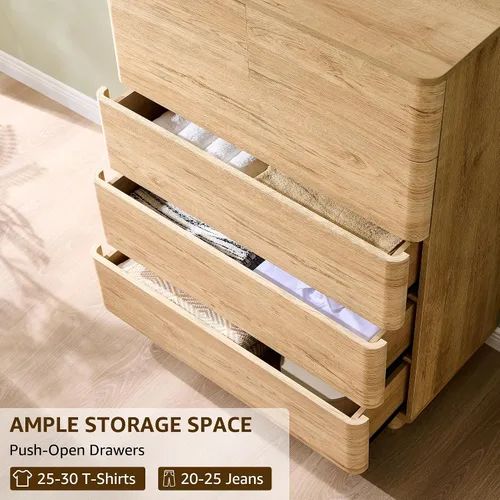 Miniatura 6 de ACCOHOHO Cómoda de 6 cajones para dormitorio, cómoda moderna de 42 pulgadas de altura, organizador de almacenamiento de madera con cajones grandes