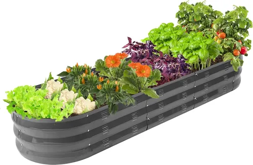 Miniatura 11 de GADI Kit de cama de jardín elevada para verduras, macetas de metal galvanizado con flores, diseñadas para facilitar el bricolaje y la limpieza,