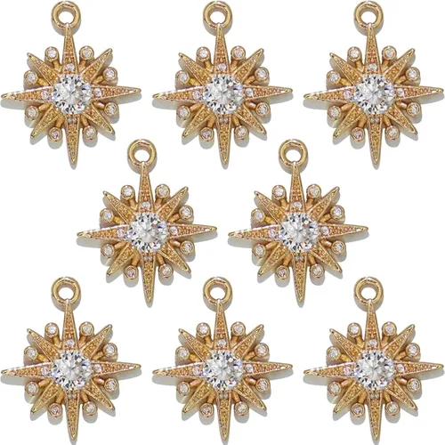 Miniatura 19 de Dijes de latón chapados en oro de circonita de cristal para hacer joyas, pulseras, collares, aretes, colgantes, suministros de manualidades