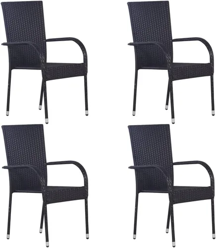 Miniatura 10 de 2 sillas de comedor de ratán para patio, sillas de patio apilables para exteriores, ratán de polietileno con reposabrazos y marco de acero, juego