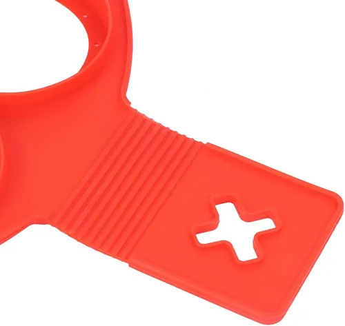 Miniatura 7 de Oumefar 2 moldes para panqueques de silicona roja para freír huevos con 7 agujeros de forma redonda, herramienta de cocina antiadherente