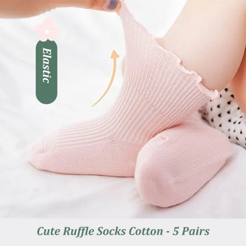 Miniatura 4 de WATOCHE Calcetines para bebés y niñas pequeñas con volantes, calcetines de vestir con volantes, calcetines antideslizantes para bebés, calcetines