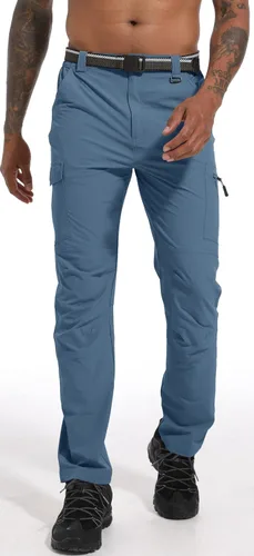 Miniatura 7 de WENRONSTA Pantalones cargo de senderismo para hombre, secado rápido, ligeros, impermeables, 6 bolsillos, para exteriores, pesca, montaña