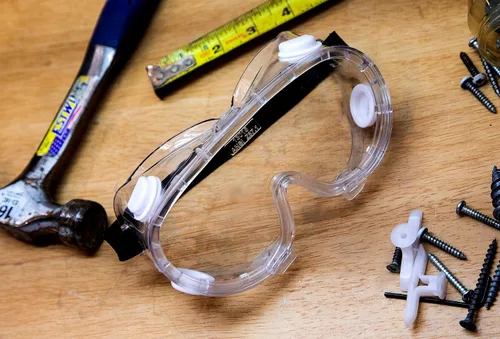Miniatura 7 de Gafas protectoras de seguridad, lente transparente y antiniebla, correa ajustable para la cabeza, ligeras y duraderas, paquete de 6