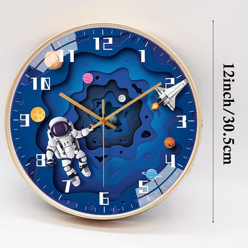 Miniatura 4 de QINFIEY Reloj de pared para niños con movimiento silencioso de 12 pulgadas, reloj de pared redondo sin tictac para niños, funciona