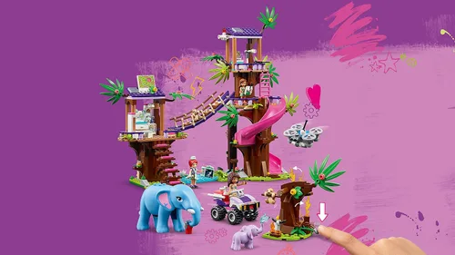 Miniatura 8 de LEGO Friends Jungle Rescue Base 41424 Juguete de construcción para niños, kit de rescate de animales que incluye una casa de árbol de la selva y 2