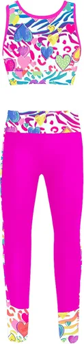 Miniatura 2 de JEATHA Conjunto de camiseta sin mangas con pantalones para niñas y niñas, para gimnasia, yoga, entrenamiento, ropa deportiva