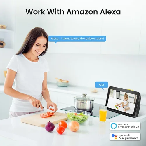 Miniatura 8 de AMOROM Cámara de seguridad para interiores 360° con panorámica/inclinación, monitor para mascotas, perros y bebés, visión nocturna HD 1080P
