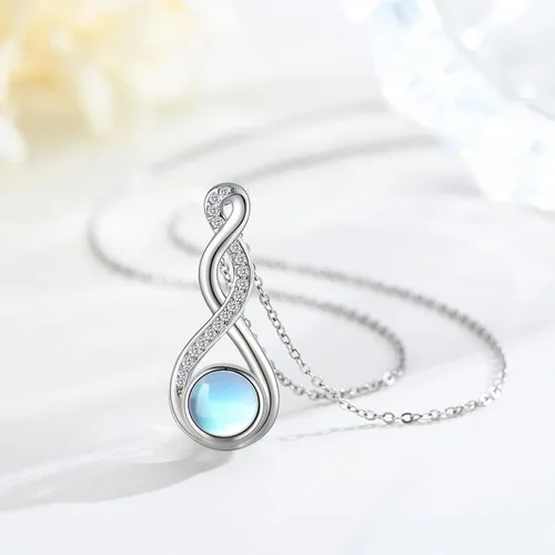 Miniatura 2 de Twoowl Collar de nudo celta de plata de ley 925 collar con colgante irlandés de buena suerte joyería de piedra lunar infinita regalos para mujeres