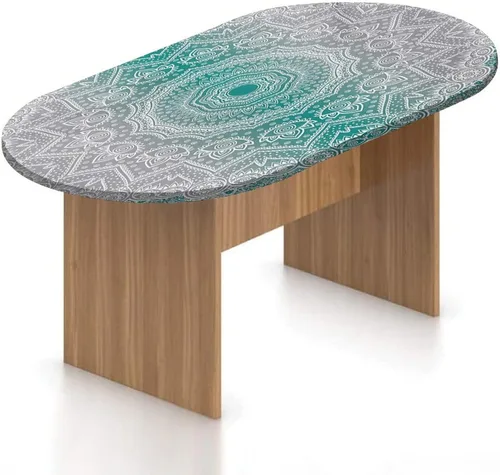 Miniatura 12 de XISUNYA Mantel ovalado ajustable, mantel de poliéster con bordes elásticos grises, diseño digital abstracto suave, estampado urbano moderno, se Gris