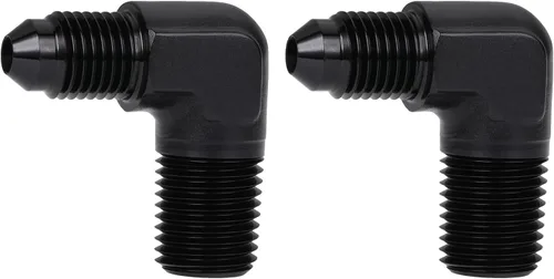 Miniatura 44 de 3AN macho Flare a 1/4 NPT tubo macho 90 grados codo adaptador unión aluminio negro