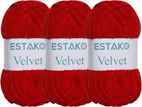 Miniatura 32 de Estako Manta de felpilla de terciopelo amigurumi para tejer y tejer, súper voluminosa, 3.53 oz (132 yardas) (1710 - naranja)