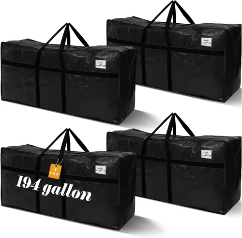 Miniatura 17 de 4 Piezas Bolsas de Mudanza Grandes con Cremallera y Asas Bolsas de Lona Tipo Duffle Plegables de Almacenamiento Extra Resistentes Extra Grandes