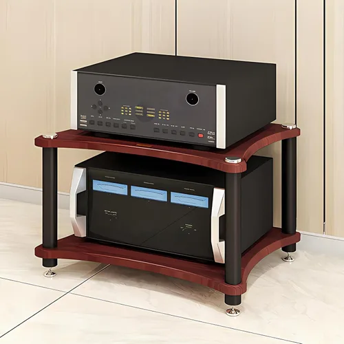 Miniatura 10 de Estante de componentes de audio resistente, soporte de medios AV de gran espacio de almacenamiento con clavijas de pie que absorben los golpes