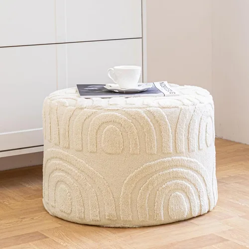 Asuprui Reposapiés Otomano de Tela de Felpa – Puf de Espuma Suave de 20"x14" con Funda Extraíble Perfecto para Sala de Estar, Dormitorio y Lino