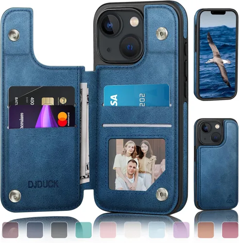Miniatura 13 de DJDUCK Diseñado para iPhone 13 Funda tipo cartera con tarjetero, [Cubierta de cierre magnético] [Protección de cuero con bloqueo RFID] Fundas a Negro