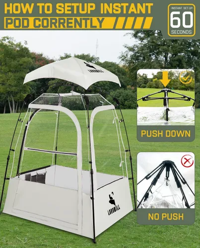 Miniatura 9 de Pod All Weather Sports Tent, Outdoor Pop Up Bubble Clear 540° View Winter Tent for 1-2 Person, Instant Cold Weather Shelter with Rainfly for Soccer