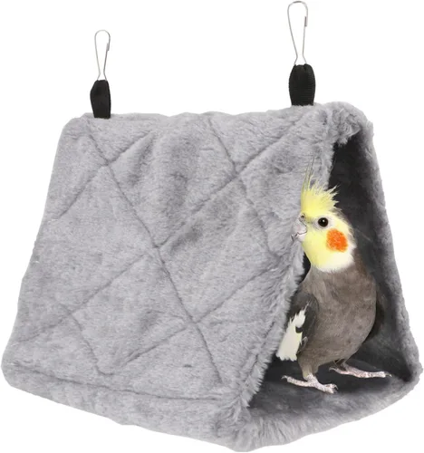 Wontee Casa de nido de pájaros, cama cálida para pájaros, hamaca colgante, cabaña para periquitos, periquitos, Caique, Senegal, loros cuáqueros, Gris