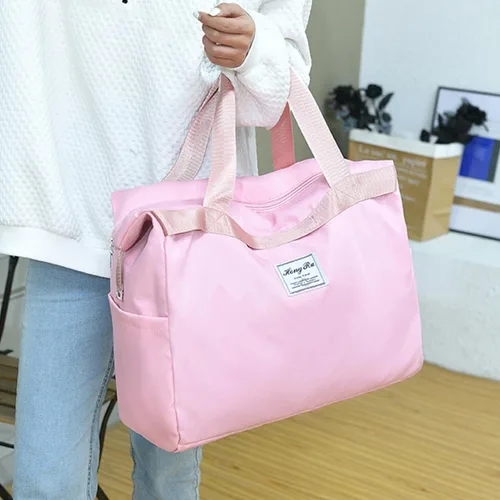 Miniatura 8 de Bolsas de lona de viaje, bolsa deportiva de gran capacidad, expandibles, bolsas de gimnasio ligeras para hombres y mujeres, Rosado, Classic