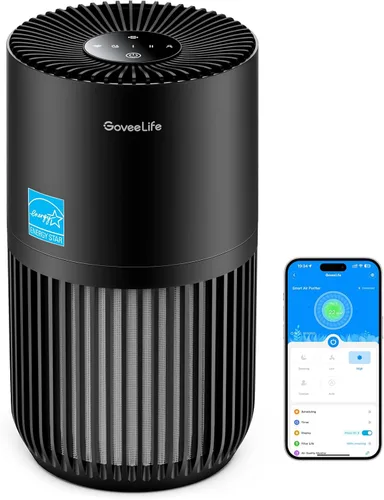 GoveeLife Mini Purificador de Aire para Dormitorio, Purificador de Aire con Filtro Inteligente y Control por App Alexa para Pelo de Mascotas,