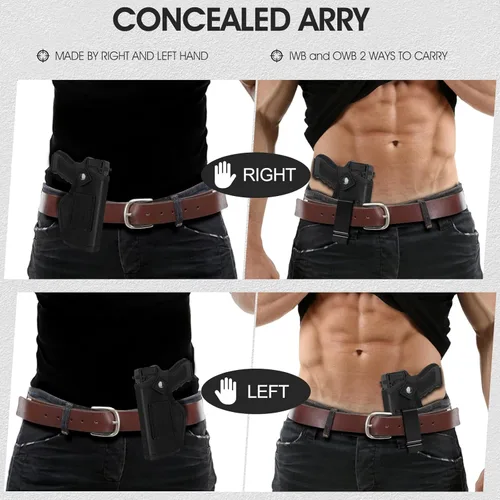 Miniatura 2 de Paquete de 2 fundas mejoradas para pistola de transporte oculto para hombres y mujeres, funda universal IWB OWB para mano derecha/izquierda
